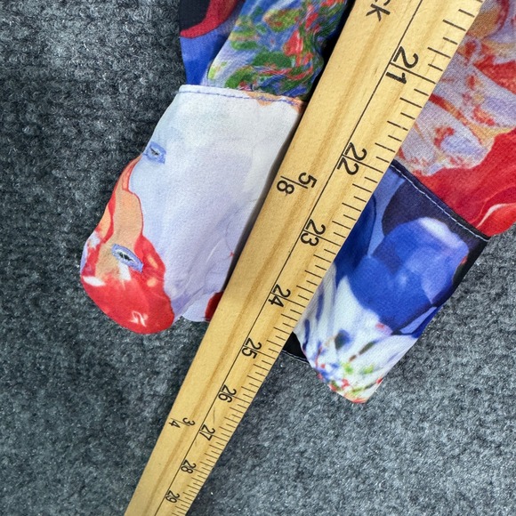 Catherine Malandrino Shirt Womens M Floral Sheer Colorful Long Sleeve Button Up - Picture 6 of 8